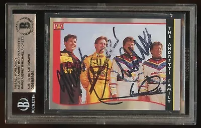 Jeff John Mario & Michael Andretti #49 Signed Autograph 1992 All World Indy BAS • $144
