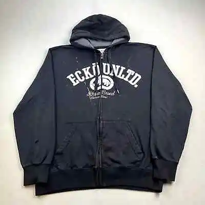 Vintage Ecko Unltd Hoodie Sweatshirt Adult XL Black Full Zip Hip Hop Urban Y2k • $27.99