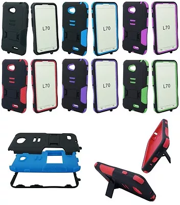 For LG OPTIMUS L70 MS323 EXCEED 2 Armor Rugged Hybrid Kickstand Cover Case • $7.98