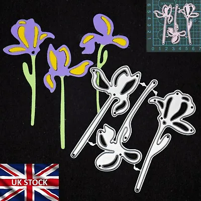 3 Iris Flowers Metal Cutting Dies Stencil Cutters Card Making Scrapbooking A9 • £4.35