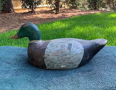 Vintage Working Decoy Mallard Drake Solid Bodied 18 Inches Hand Carved • $33.99