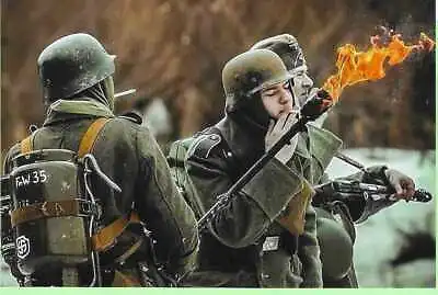 £4.85 • Buy Wehrmacht German Soldier Lights Cigarette From A Flame Thrower Early 1940  4x6