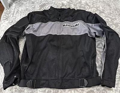 Kawasaki Men’s Medium Biker Motorcycle Jacket Black Padded Mesh • $31.50