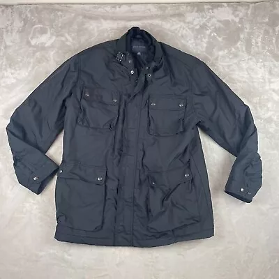 Banana Republic Jacket Men XL Black Nylon Safari Pockets Full Zip Lined Vintage • $65.75