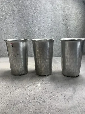 Vintage B. W. Buenilum Hammered Metal Tumblers Set Of 3 Drinking Cups 5 Inch • $19.98