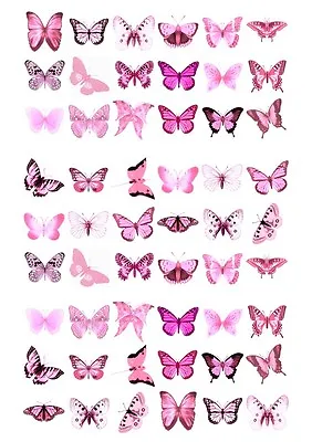 54x Beautiful Butterfly Birthday Edible Wafer Paper Cupcake Cake Toppers 1014 • £2.25