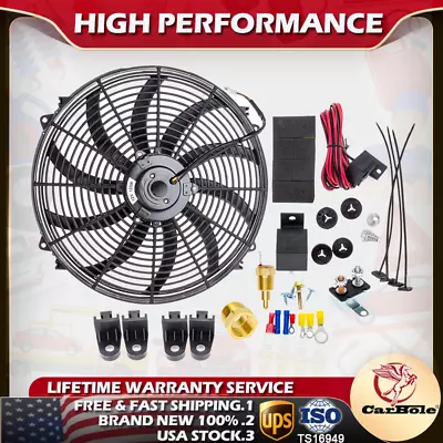 $62.99 • Buy 16  Electric Radiator Fan 3000+CFM Thermostat Wiring Switch Relay Kit Upgrade US