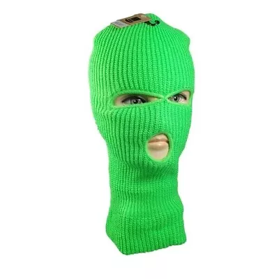 Neon GREEN 3 Hole Ski Face Mask Winter Hats Face Mask NEW • $0.99