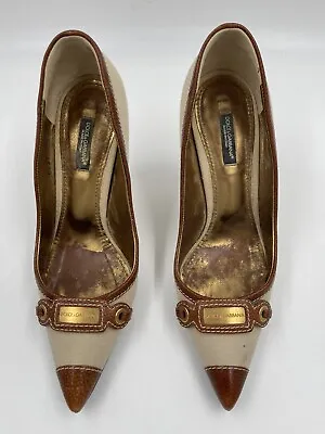 Dolce & Gabbana Vero Cuoio Pump 3” Pointed Heels Women’s Size 38 EUR 7.5 US • $74.99
