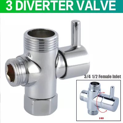 $21.98 • Buy 3 Way G1/2 3/4  T-adapter Copper Diverter Valve For Toilet Shower Switch Adapter