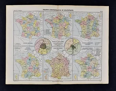 1885 Cortambert Map - France Universities Church Judicial Military Corps - Paris • $9.99