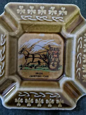 Vintage Wade Irish Porcelain NEW Ashtray With Irish Jaunting Car Graphic - Olive • $26.50