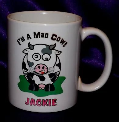 Personalised Funny Mad Cow / Mad Cow Disease Mug Gift Birthday Christmas Present • £5.49