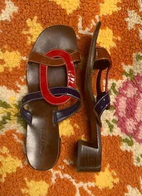 Vintage Miu Miu Sandals Low Heel Abstract Colorblock 36 6  • $50