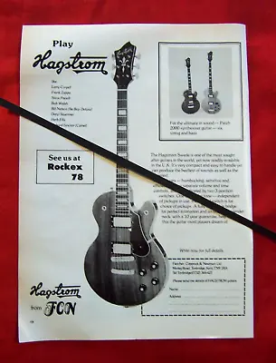 Hagstrom Swede Guitar 1978 Original Vintage Advert • $8.69