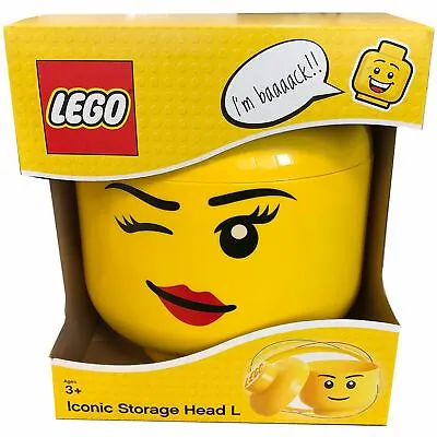 Lego Large Storage Head Girl Winking Face For Bricks Toys Kids • £25.99