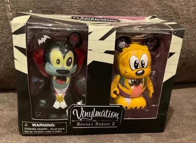 Disney Vinylmation Spooky Series 2. Goofy Dracula And Pluto Werewolf With Box • $8.99