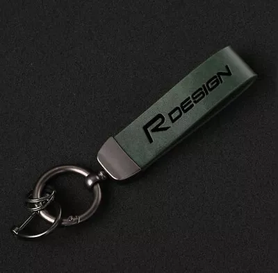 Car Key Chain Auto Keyring Genuine Luxury Leather Dark Green For Volvo R Design • $25.99