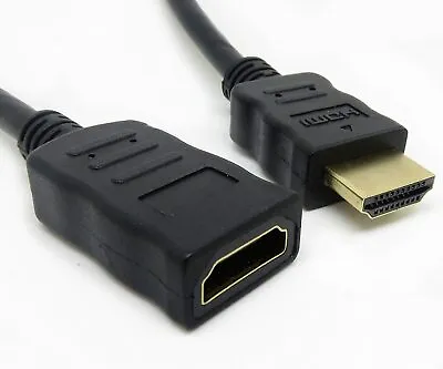 Hdmi Extension Cable Lead Wire Male Female High Speed 4h Uhd Black - 1m 2m 3m • £3.39