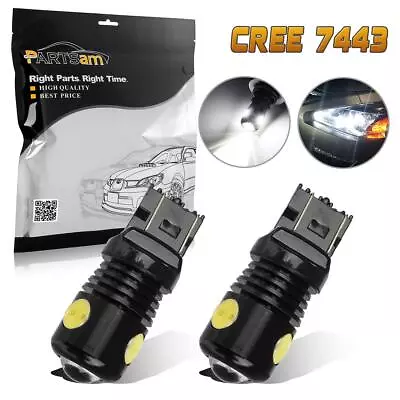 (2) 7443 White Backup Reverse Lights W21W T20 Ultra Bright LED Bulb Lamp • $13.45