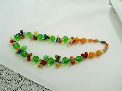 Vintage Venetian Murano Glass Bead Necklace Multi-colors Fruit Choker (AHB • $149.99