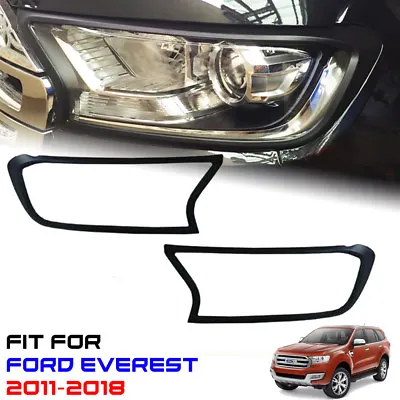 $45.89 • Buy Front Headlight Lamp Trim Cover Matt Matte Black For Ford Everest 2015-2019