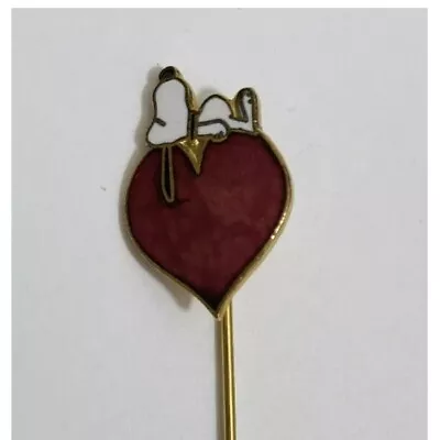 ✨ VTG Aviva Jewelry Peanuts SNOOPY LOVE Hearts Valentines Enamel STICK LAPEL PIN • $8.99
