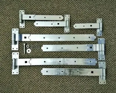 Heavy Duty Hook And Band 8  - 24  Straight / Cranked Door Gate Hinges Galvanised • £14.30