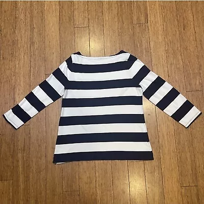 J Crew Navy And White Boatneck Tunic Top With Side Zipper Cotton SIZE Large • $15