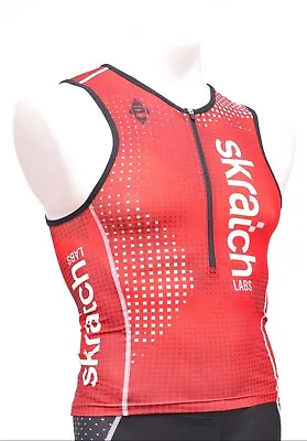 Panache Skratch LABS Men Sleeveless Triathlon Race Singlet MEDIUM Zip Tri Top • $24.95