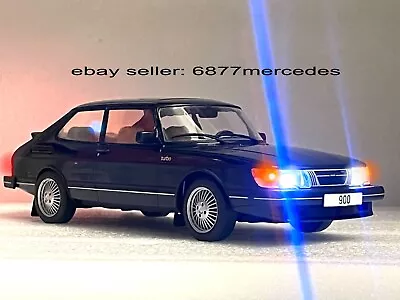 Black 1986 Saab 900 TURBO Working Very Bright LIGHTS LED 1/18 Diecast See VIDEO • $149.97