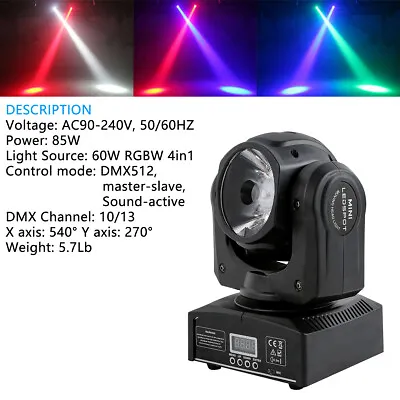 85W RGBW LED Beam Moving Head Light DMX Stage DJ Disco Party Lights Wash Light • $84.54