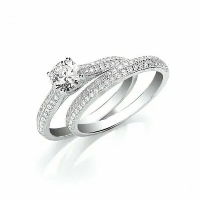 £107.99 • Buy 2.33 Ct Round Cut Diamond Bridal Set Engagement Wedding Ring 14K White Gold Over