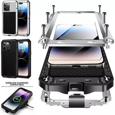 IPhone 15 14 13 12 11 X 7 8 Plus SE Metal Case HEAVY DUTY Shockproof Tough Cover • $20.89