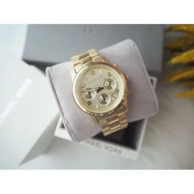 Michael Kors Runway Chronograph Women's Gold Tone Stainless Steel Watch MK5055 • $200