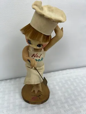 Japanese Creative KOKESHI Doll Vintage Sosaku Hand Painted No.1 COOK  • $24