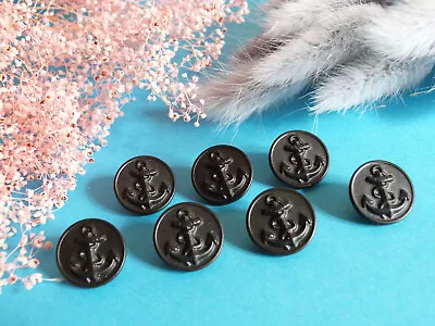 1231BBIS Chequerboard Buttons   Anchor Of Navy   Black Lot 7 Ép.vintage • £4.86