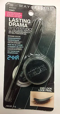 Maybelline Lasting Drama By EyeStudio Gel Eyeliner #100 FOREST Waterproof NEW. • $16.96