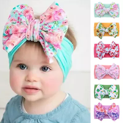 Baby Rabbit Headband Floral Elastic Bowknot Hair Band Girls Bow-knot Newborn Bow • £2.75