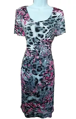 Michaela Louisa Black White Pink Grey Animal Print Casual Occasion Dress Size 12 • £8.50