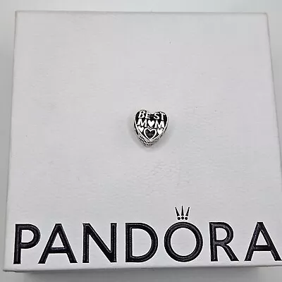 Genuine Pandora Openwork Best Mum Love Heart Charm ALE 925 #791882 • £15