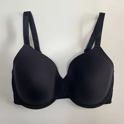 Wacoal French Garden Seamless Bra 34DDD Black Satin Underwire Lined Cup 85340 • $23