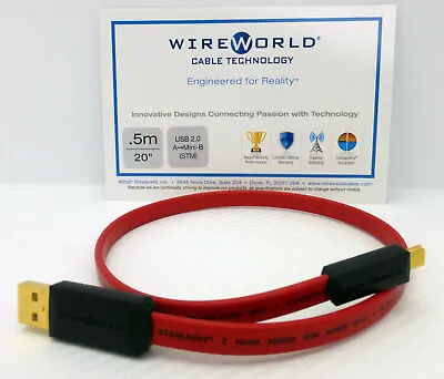 $49.99 • Buy WireWorld Starlight 7 USB Digital Audio 0.5 Meter A To Mini-B