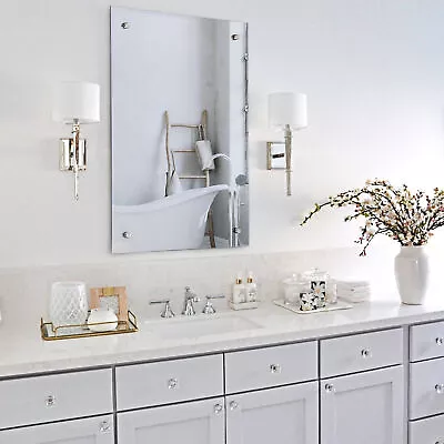 Frameless Unframed Bathroom Mirror With Pre Drilled Holes & Wall Hanging Fixings • £38.39