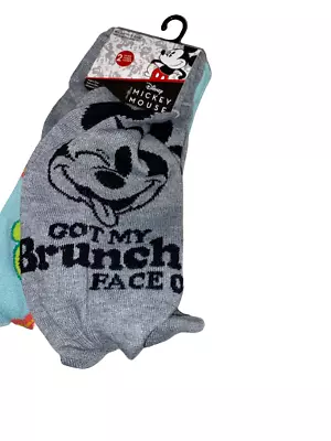 Disney Mickey Mouse Got My Brunch Face On Two Pair Men's Novelty Crew Socks • $11.99