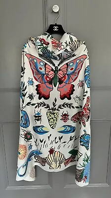 Ladies 100 % Silk Scarf Cream  Luxury  Abstract Butterfly Long Neck Large Shawl • £48