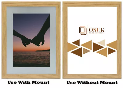 Photo Frame Picture Frame With Grey Mount Black Oak & White Poster A2 A3 Frame • £4.99