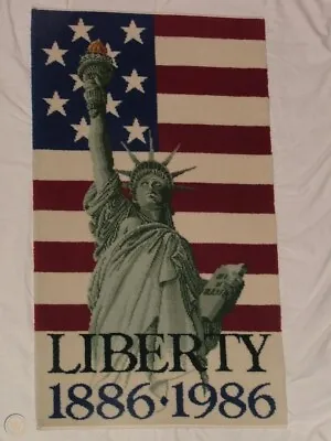 Mohawk Carpet Statue Of Liberty Centennial Rug  Vintage 1986 Flag Carpet 48 X 27 • $99