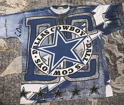 Vintage Magic Johnson T's Dallas Cowboys Shirt AOP Size L Single Stitch NFL • $85