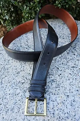 COACH Black Burnished Leather Belt 7600 Brass Buckle Men Size : 36 • $18.99